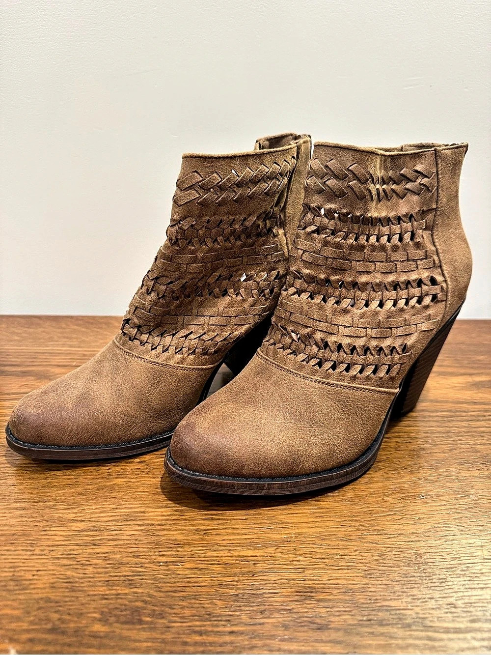 Fergalicious Woven Brown Ankle Boots US 7M